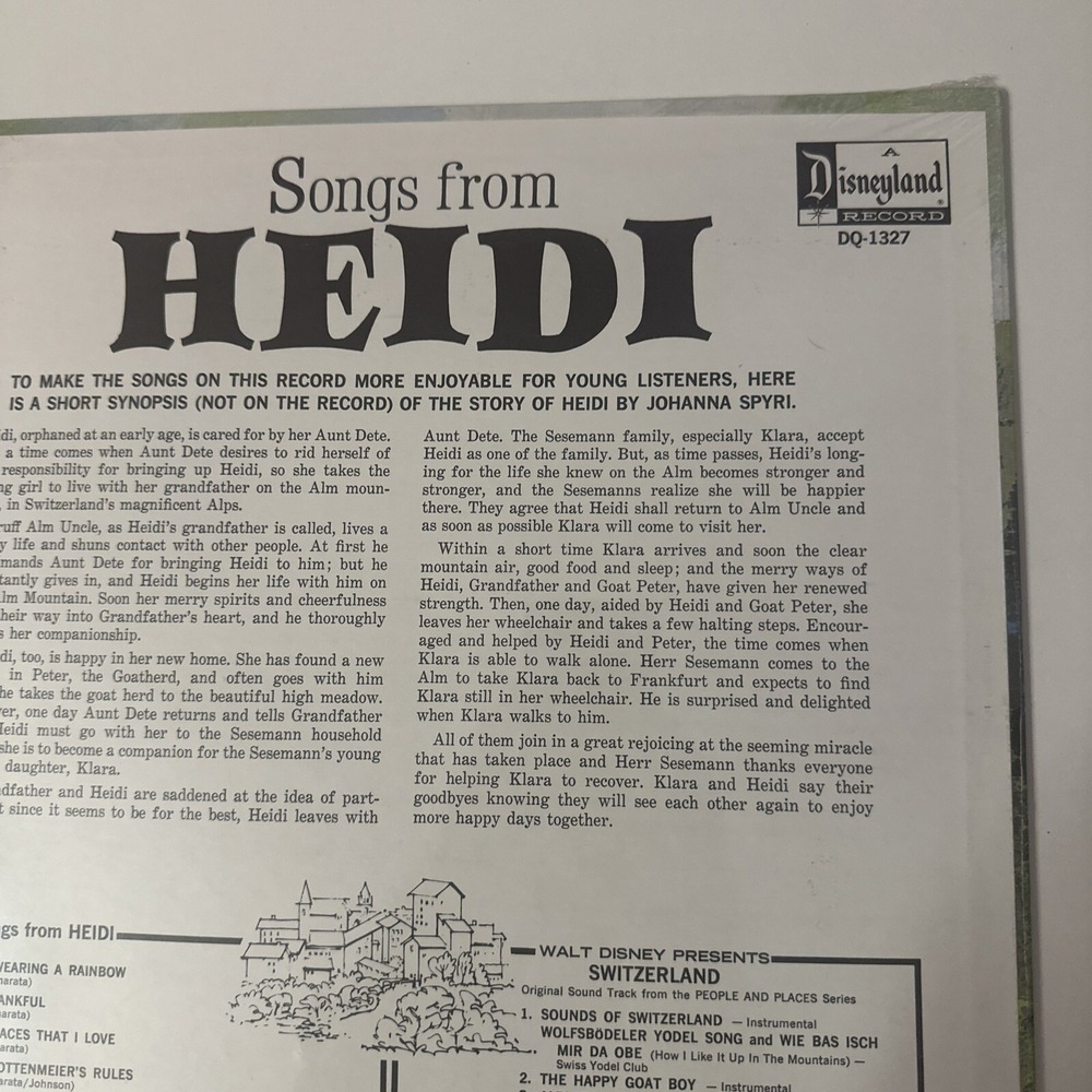 Sealed 1968 Disneyland Record HeidiSongs DQ-1327 Vinyl LP - Picture 10 of 11